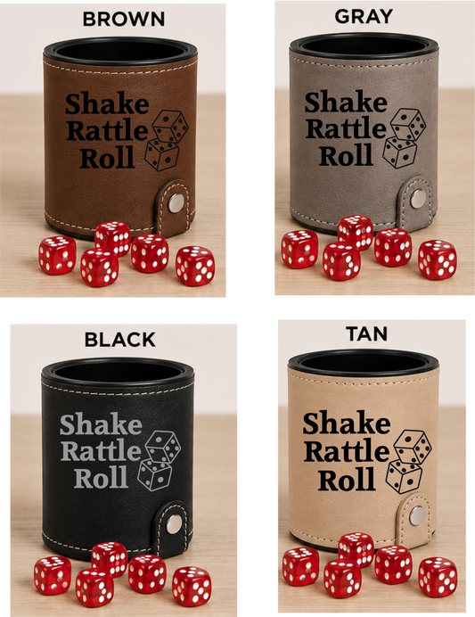 Dice Cup Shake Rattle Roll - Leatherette Dice Cup