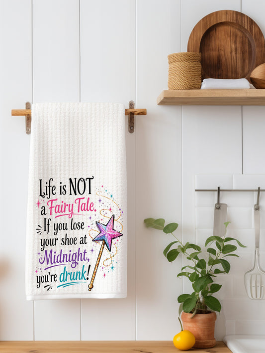 Life Is Not A Fairy Tale | Funny Kitchen Gift | Waffle Weave Kitchen Towel