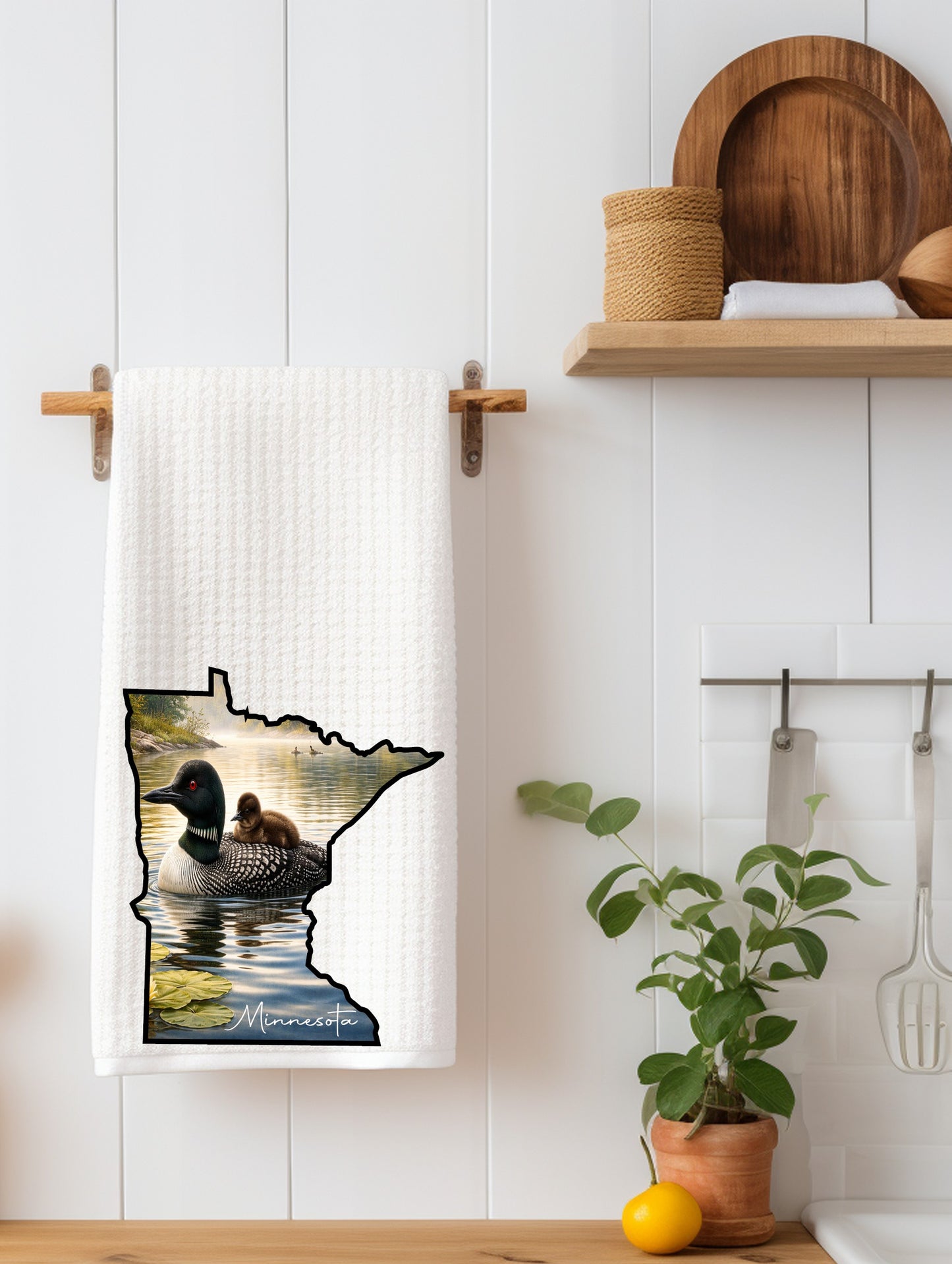 Minnesota Loon & Baby Kitchen Towel
