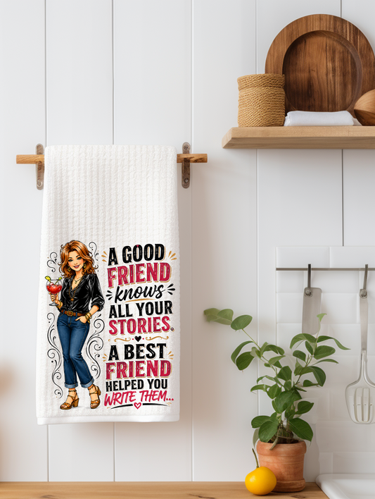 A Good Friend Knows All Your Stories Funny Kitchen Towel | Best Friend Gift