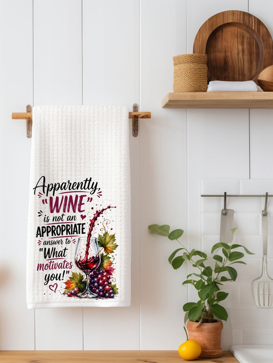 Apparently Wine Is Not an Appropriate | Funny Wine Kitchen Towel