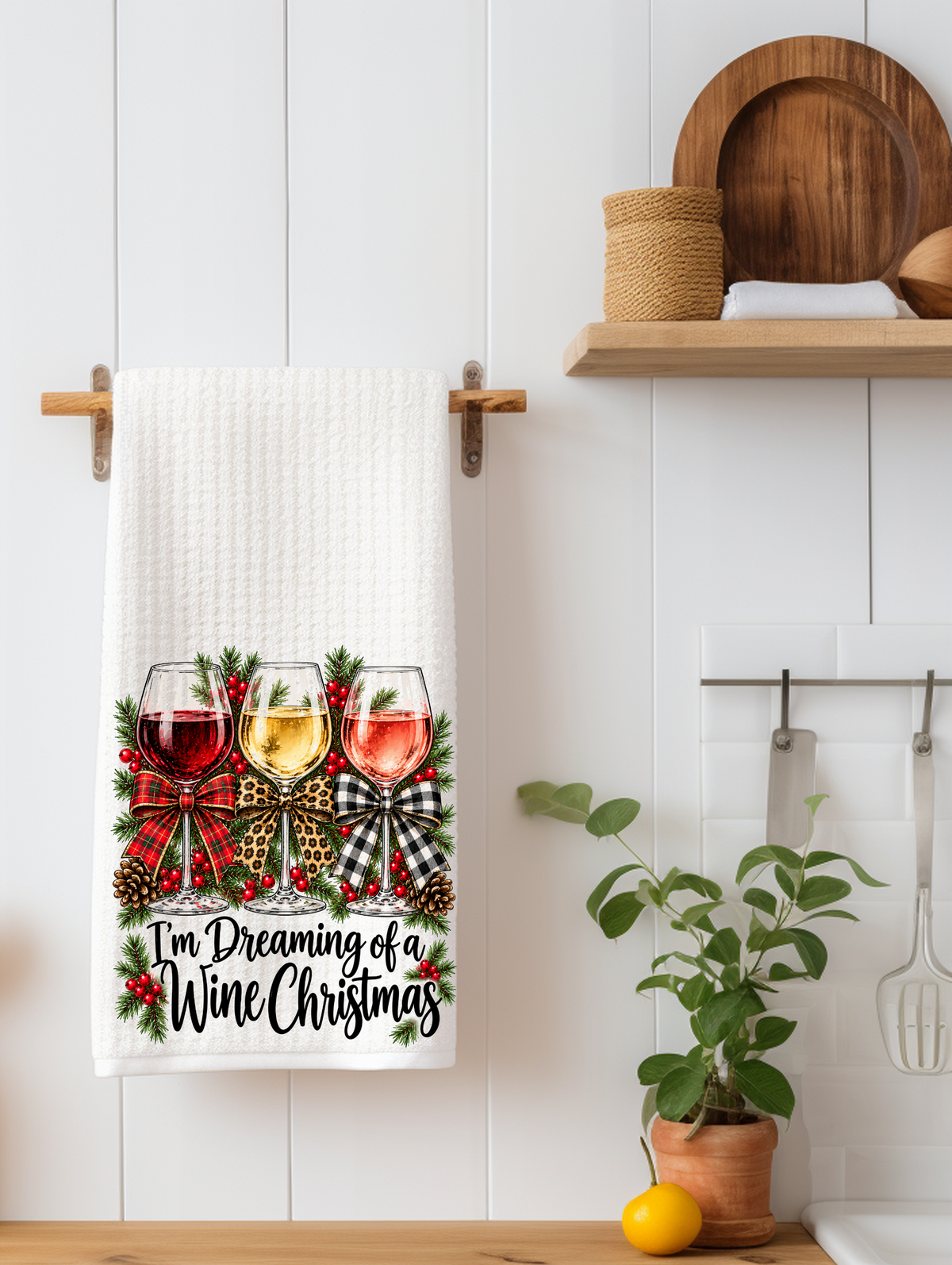 I'm Dreaming of a Wine Christmas Kitchen Towel